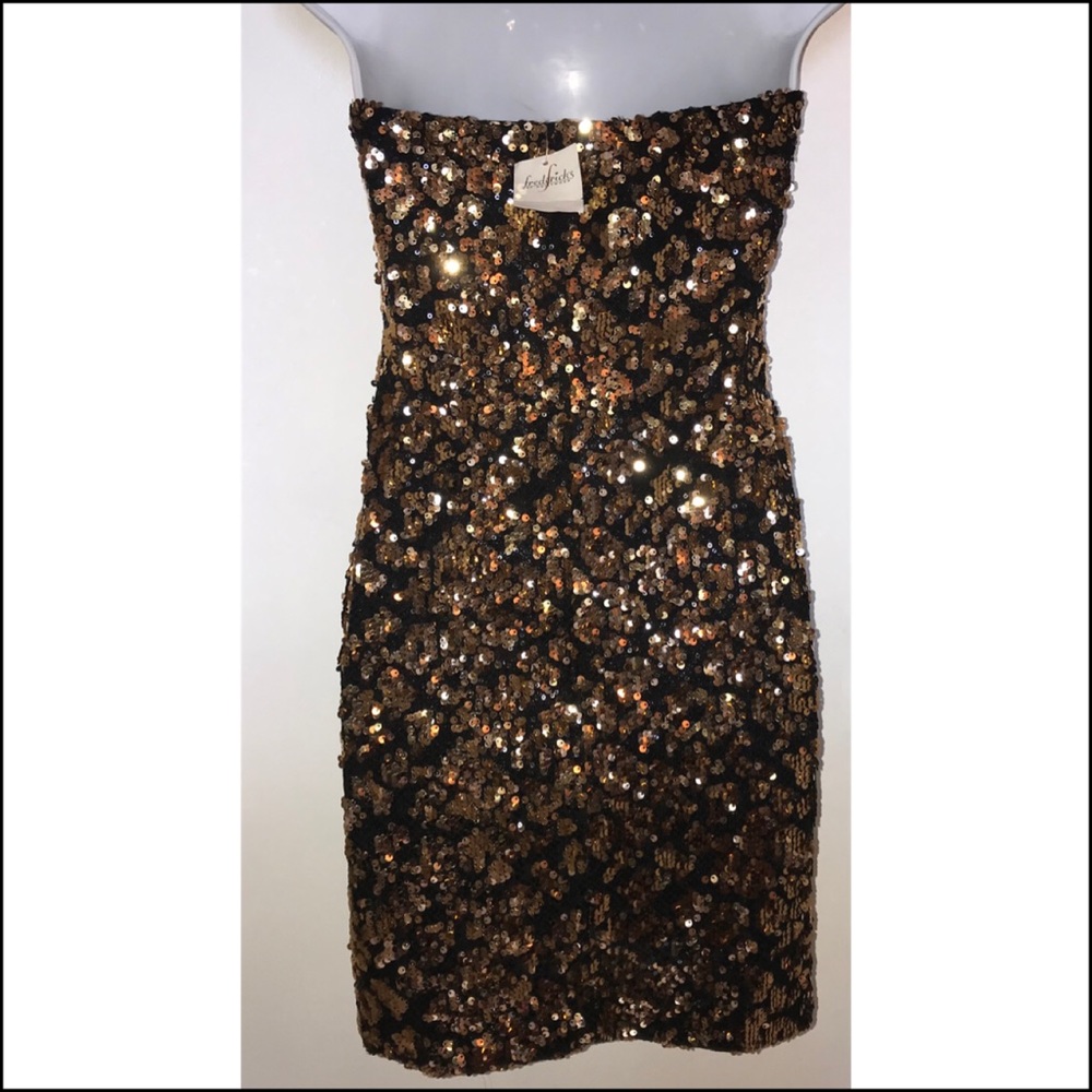 NWT Fredericks of Hollywood black & gold sequin dress - Picture 4 of 6